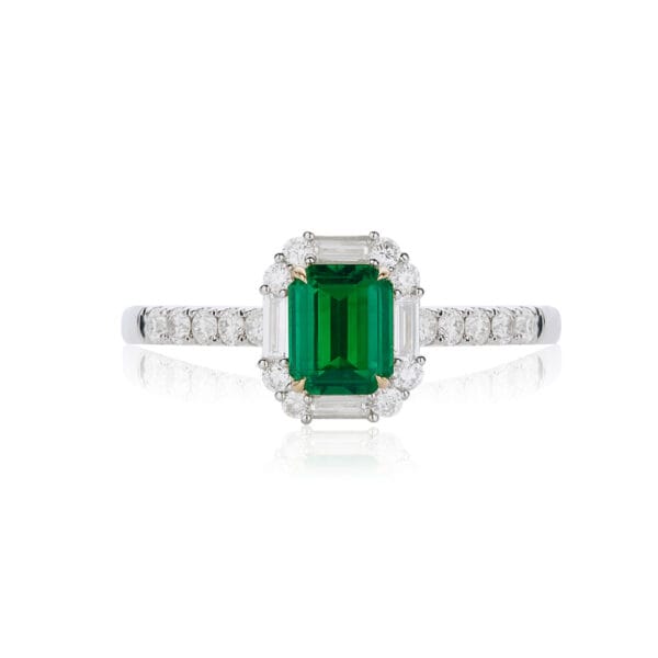 0.56ct 18K (Two-Tone) Emerald Ring (Size 14)