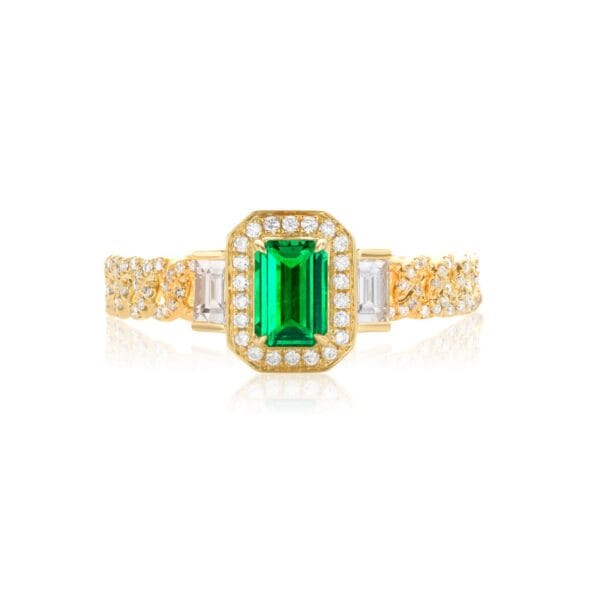 0.36ct 18K (Yellow)Emerald Ring (Size 13)